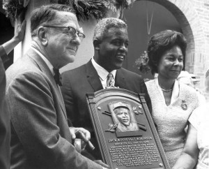 Jackie Robinson at his induction to the Hall of Fame