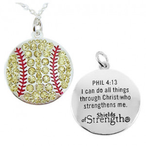 Softball Pendant Inspirational Womens Necklace