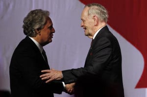 Jean Charest shakes hands with Jean Chretien at the 50 Years of ...