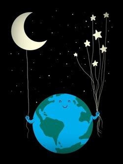 earth, moon, stars