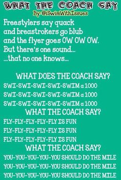 What does the [swim] coach say? Parody of what does the fox say. More