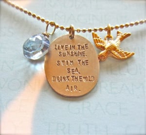 Jewelry - Gold Mixed charm necklace with Ralph Waldo Emerson quote ...