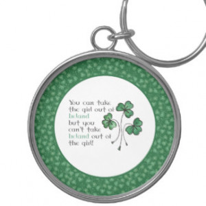 Shamrocks Irish Girl Quote Round Keychain Silver-Colored Round ...