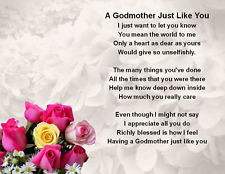 Fridge Magnet Personalised Godmother Poem - Pink Floral design + FREE ...