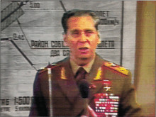 Marshal Nikolai Ogarkov during his 9 September 1983 press conference ...