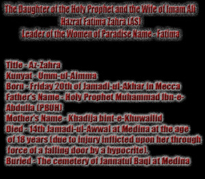 Here are some articles relating to Bibi Fatima (A.S.)