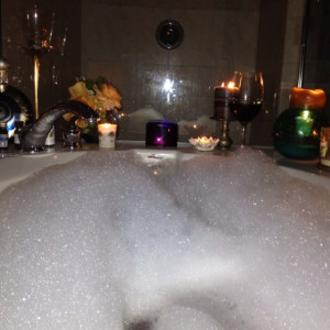 Bubble Baths!!! With wine and Candles. Lovely!