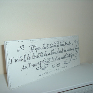 Shabby chic distressed winnie the pooh quote plaque/sign