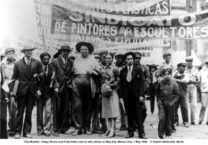Tina Modotti - Diego Rivera and Frida Kahlo march with artists on May ...