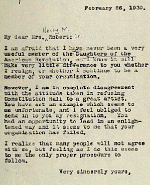 File copy of letter from Eleanor Roosevelt to president general of the ...