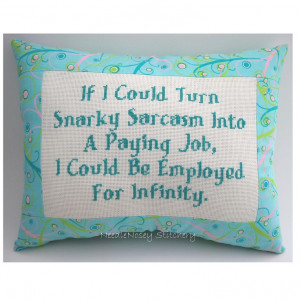 Oh, If only . . . Funny Cross Stitch Pillow, Funny Quote, Pink Aqua ...