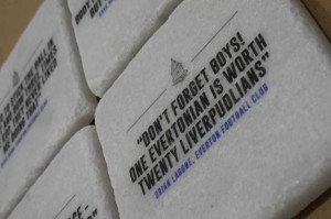 Home » Coasters » 4 Tumbled Marble Coasters – Everton FC Quotes