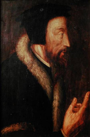 Sixteenth-century portrait of John Calvin by an unknown artist. From ...