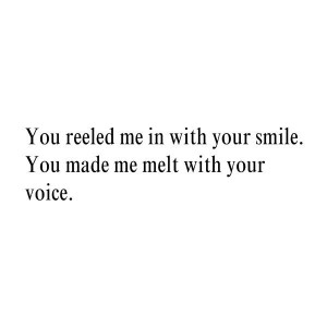 you reeled me in with your smile you made me melt with your voice