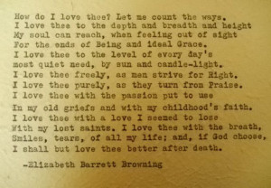ELIZABETH BARRETT BROWNING Famous Love Poem Quote Typewriter Love Poem ...