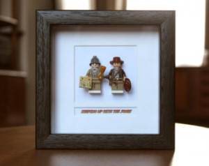 Indiana Jones Framed Mini Figures Indy & Henry Sr. made from Lego
