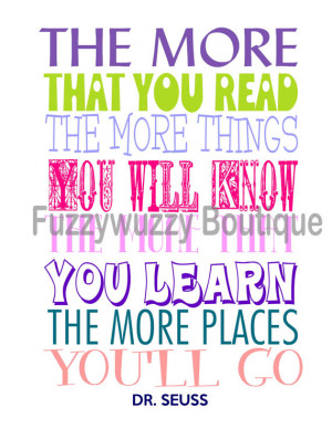 Dr. Seuss Reading Quote Printable Children's Art - Pretty Colors