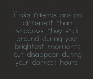 Fake friends are like shadows.