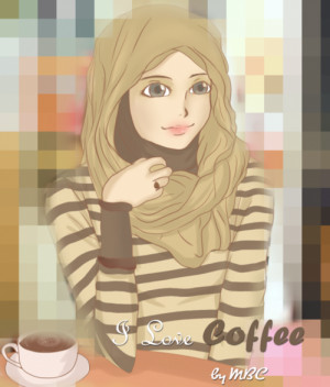 Hijabi Muslim Girl With Cup of Coffee | Quotes, Posters, Drawings ...