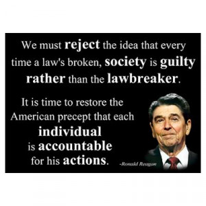 ... > Wall Art > Posters > Reagan Quote - Individual Accountable Poster