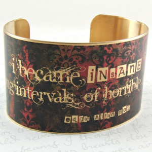 Edgar Allan Poe Jewelry - Insane and Sanity Literary Quote Brass Cuff ...