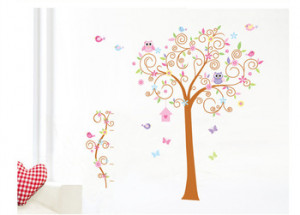 cartoon cute owl tree bird home decor large removable wall sticker ...