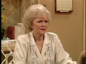 Rose Nylund, typically confused.