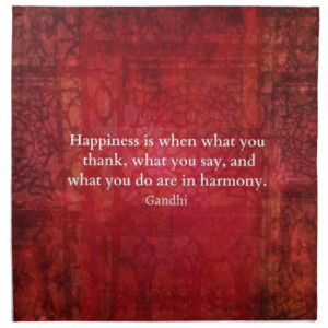 Inspirational Gandhi Happiness quote words art Printed Napkin