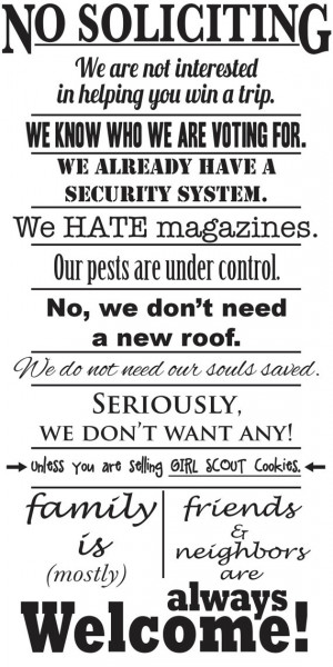 Funny No Soliciting Sign Girl Scout Cookies Matte Craft Vinyl Decal ...