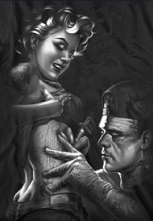 Character Illustration Frankenstein the tattoo artist