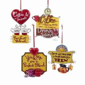 ... of 12 Coffee Break Plaque Christmas Holiday Ornaments with Sayings 4