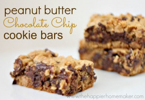 Peanut Butter Chocolate Chip Cookie Bars - The Happier Homemaker