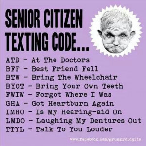 Aunty acid senior citizens texting code