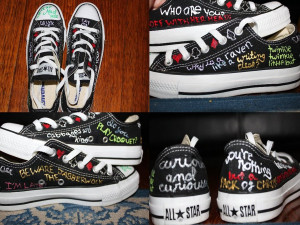 THEM! Converse, an awesome shoe in itself, covered in Alice quotes ...