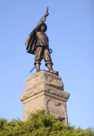 Statue of Champlain sculpted in 1915 to commemmorate the 300th ...