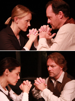 ... (bottom) as Elizabeth and John Proctor. Photos by Geoffrey Wade