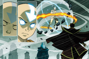 Aang entering the Avatar State in Zuko and Aang 's shared dream.