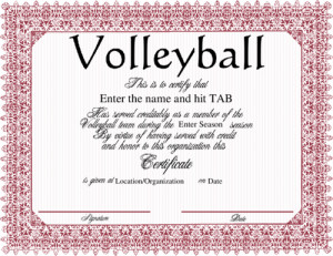 ... no quote volleyball sports award certificate awards certificates