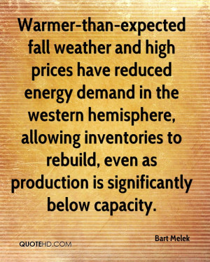 Warmer-than-expected fall weather and high prices have reduced energy ...