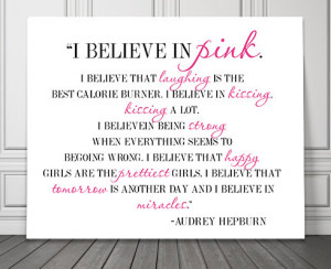 believe in pink Audrey Hepburn Typography Print office dorm fashion ...