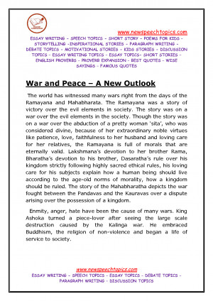 War and Peace Essay writing Speech topics Paragraph writing by ...
