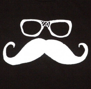 Black Tshirt With Funny Mustache Glasses Shirt