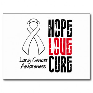Lung Cancer Cancer Hope Love Cure Ribbon Postcards