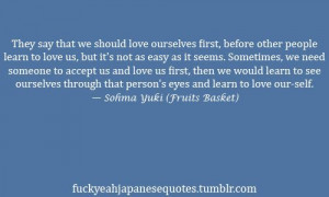 From the anime Fruits Basket quote by Sohma Yuki