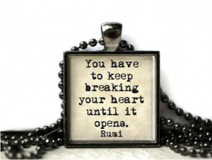 Rumi healing quote broken heart quote resin necklace or keychain word ...
