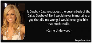 Is Cowboy Casanova about the quarterback of the Dallas Cowboys? No. I ...