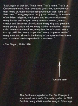 ... lives on a mote of dust suspended in a sunbeam .... It's humbling
