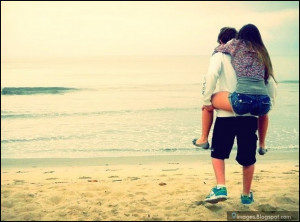 Hug, couple. beach, sad