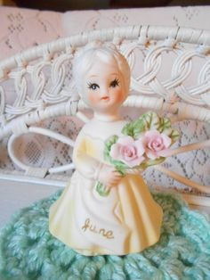 June Birthday Girl Figurine / Yellow Gown / Pink by MissMarigolds, $13 ...