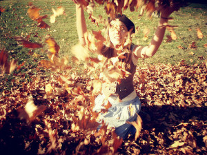 Playing in the leaves